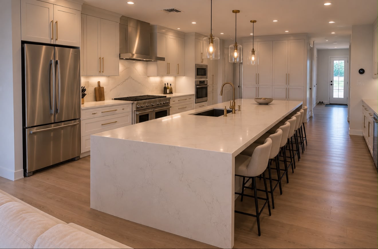 Kitchen Remodel with a Waterfall Island after